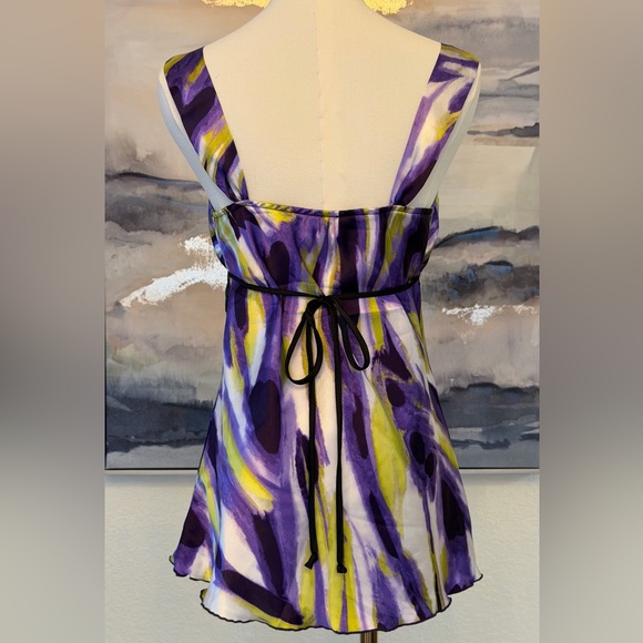 Vintage Y2K BCX Purple Abstract Babydoll Tank | Coquette Fairycore Empire Waist - Picture 8 of 14